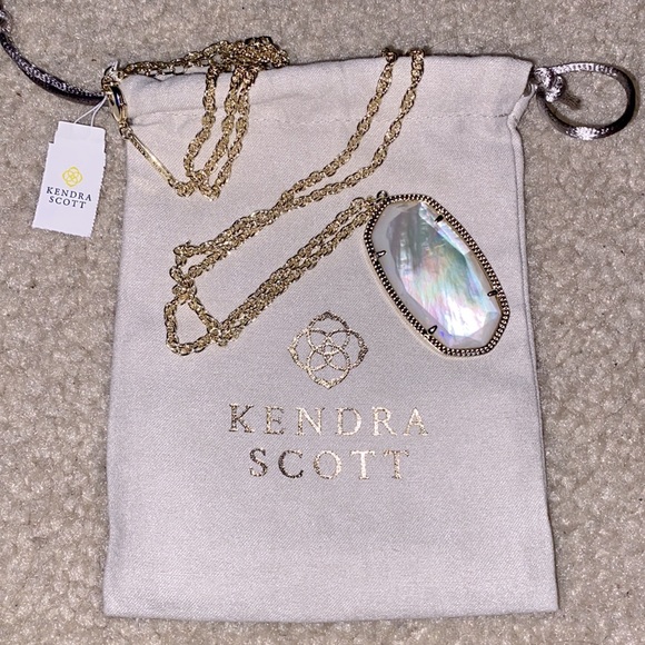 Kendra Scott long pendant necklace with white stone gold chain - Picture 3 of 3